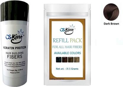 Osking Hair Building Fiber 31.5grams Refill + Fiber 28 grams suitable for men and women, Available in Different Size and Colours. (Dark brown)