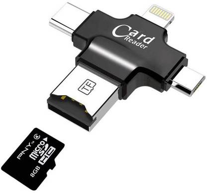 Hewitt 4 in 1 Multi Function All In One Card Reader Four port: lightning / Type C / Micro USB / USB Card reader - USB 3.0 and Micro-USB 2.0 OTG Supported include Micro SD Card Slot for Android and Iphone USB OTG enabled Smartphone for Samsung Iphone 7 Google Pixel Card Reader