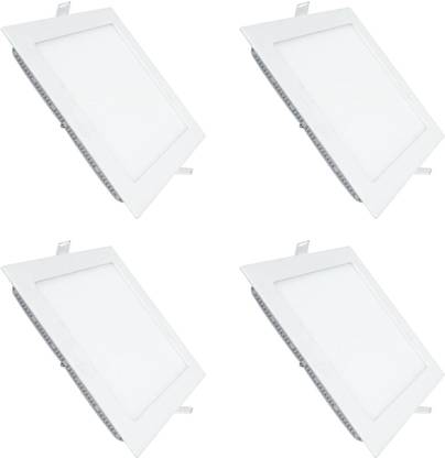 FOS 24W LED Panel Ceiling Light, 2400 LUMENS - Slim | Square | Neutral White, 4000k (PACK OF 4) Recessed Ceiling Lamp