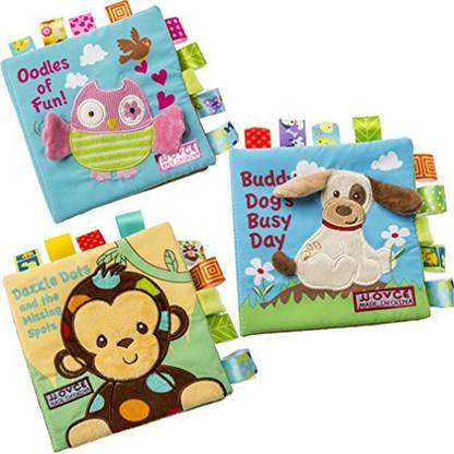 CoKate 3 Packs Non-Toxic Soft Fabric Baby Cloth Books Early Education Toys Activity Crinkle Cloth Book For Toddler, Infants And Kids
