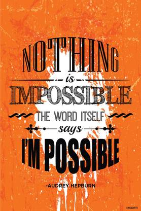 KAARTI Nothing is impossible - Audrey Hepburn Quote Mini Sticker Paper Print