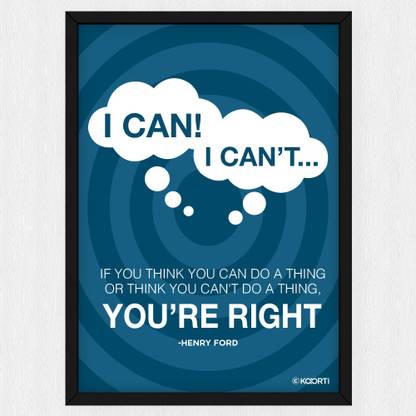 KAARTI If you think you can - Henry Ford Quote Mini Glass Frame Paper Print