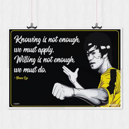 KAARTI Knowing is not enough; we must - Bruce Lee Quote Mini Sun Board Frame Paper Print