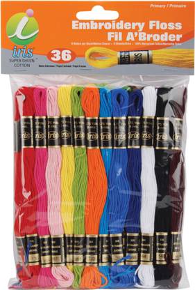 IRIS Embroidery Floss Pack 8.7 Yard 36 Per Package - Primary Colors