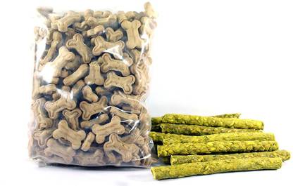 फूडी पप्पीस Chicken Sticks, 1Kg and Chicken Biscuits, 1Kg चिकन कुत्ता च्यू