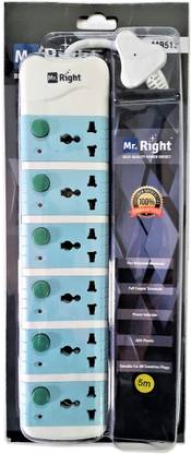 Mr. Right MR-513 5 Meter Long Wire Power Strip Extension Board Cord 6 switch 6  Socket Extension Boards