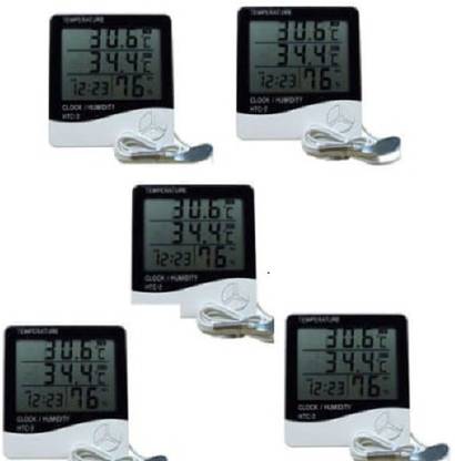 HTC HTC-2 HTC-2 Digital Thermo/Hygrometer Humidity Tester with Clock large 3 line LCD display (PACK of 5 ) Thermometer