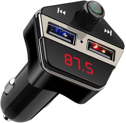 ShopyBucket FM Transmitter, Bluetooth Car Kit with GPS Locator, Wireless In-car Radio Adapter with Dual USB Car Charger and Hands Free Calling for iPhone, Android and other Smart Devices GPS Device