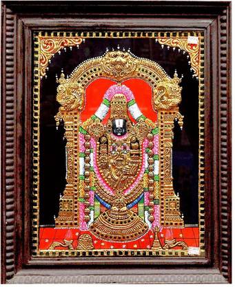tamil tanjore art gallery Balaji Watercolor 13 inch x 11 inch Painting