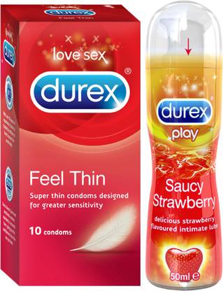 DUREX Feel Thin Pleasure Pack (Vibrating Ring & Saucy Strawberry)