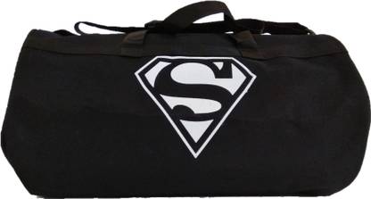 DARA BLACK SUPERMAN LOGO PRINTED GYM BAG