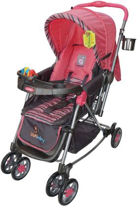 sunbaby Pink Abi Stroller with Rocking Stroller