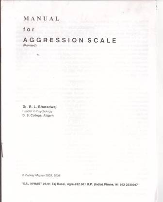 Manual For Aggression Scale