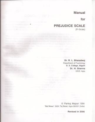 MANUAL FOR PREJUDICE SCALE (Pr-Scale)