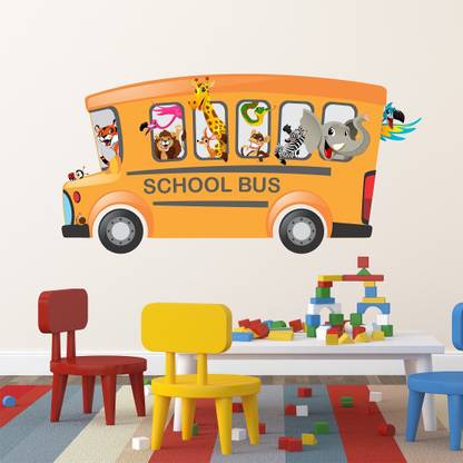 WALLSTICK 90 cm School Bus Removable Sticker