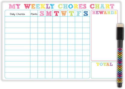 NOURiSH Weekly Chores Chart Kitchen Organiser Magnet Pack of 1