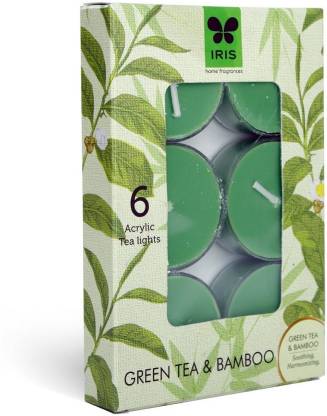 IRIS IRIS T LIGHT GREEN TEA & BAMBOO AROMA FRAGRANCE WAX T-LIGHTS CANDLES (Set of 6) - 8002GB Candle