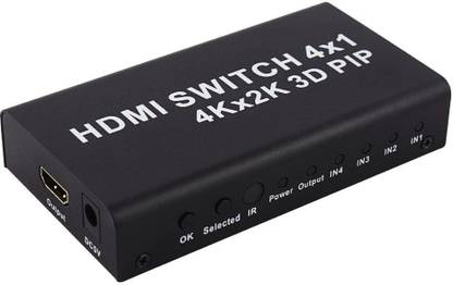 microware 4 Port 4x1 HDMI Switch Box 4K 3D 1080P PIP Switcher IR Remote Control Selector 1080p Media Streaming Device