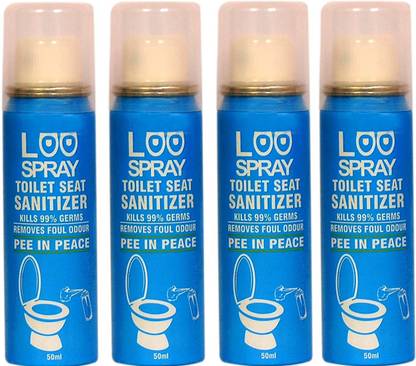 Loo Spray Toilet Seat Sanitizer Spray Can 50ml (Pack of 4) Lemon Spray Toilet Cleaner