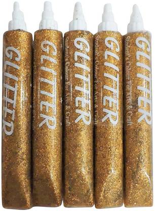 Shrih Pack of 5 Golden Glitter Sparkle Glue Tubes
