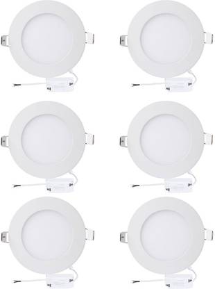 SEK SRS LED Panel Light 18W Round Shape Ultra Thin Recessed Ceiling Light Trim Downlight Fixture Kit with LED Driver (White)-(Pack of 6) Recessed Ceiling Light Ceiling Lamp