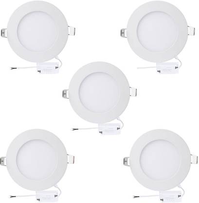 SEK SRS LED Panel Light 18W Round Shape Ultra Thin Recessed Ceiling Light Trim Downlight Fixture Kit with LED Driver (White)-(Pack of 5) Recessed Ceiling Light Ceiling Lamp
