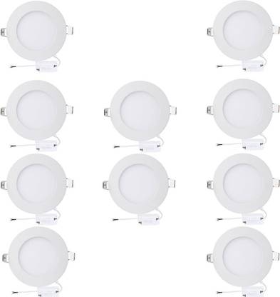 SEK SRS LED Panel Light 18W Round Shape Ultra Thin Recessed Ceiling Light Trim Downlight Fixture Kit with LED Driver (White)-(Pack of 10) Recessed Ceiling Light Ceiling Lamp