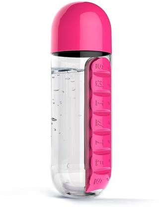 Shrih सात कम्पार्टमेंट पिल बॉक्स के साथ स्टाइलिश वॉटर बॉटल 600 ml बॉटल