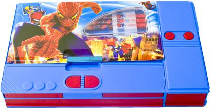 Toyvala Spiderman Spiderman Cartoon Character Printed Jumbo Button Pencil Box With Accessories Art Plastic Pencil Box