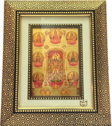 Gem Gold India 24kt Gold Plated Photo Frame of Lord Venkateswara with Ashtalakshmiin in Antique Frame Religious Frame