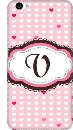 Coberta Case Back Cover for VIVO Y55 Back Cover Pink Alphabet Letter V Design Back Case For VIVO Y55 By Coberta