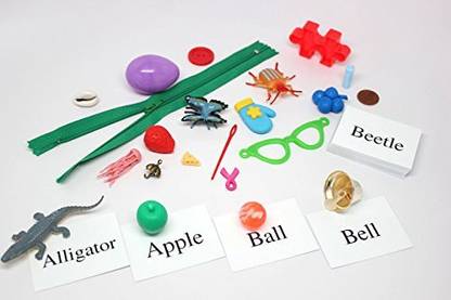 Generic Alphabet Object Set - Double Letter Words Alphabet Objects And Cards - Language Tubs Miniatures- Montessori Miniture Objects For