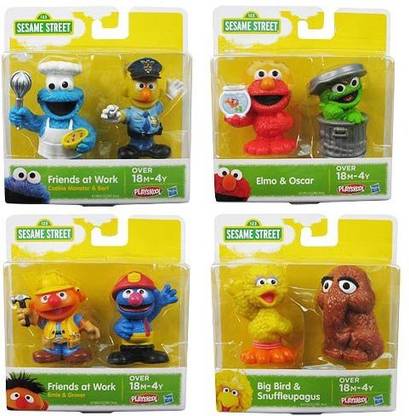 Generic Playskool Sesame Street Figures Set Of 8 - Big Bird, Snuffleupagus, Oscar, Elmo, Cookie Monster, Bert, Ernie & Elmo