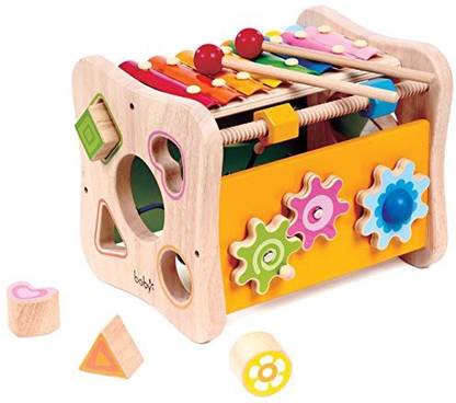 Kids Destiny 8 In 1 Activity Cube - Shape Sorting, Xylophone, Gears, Peg Maze And More By