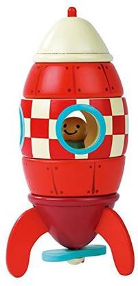 Sealive Space Toys Rocket Ship With Astronaut For Kids Toddler,Wooden Spaceship Magnetic Rocket Diy Assembly For Childs Educational Disc