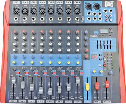 MX Live Audio Mixer 8 Channel Premium Analog Mixer with USB & Bluetooth Analog Sound Mixer