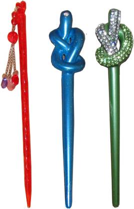 Sanjog Princess Combo of Multi Color Juda Sticks Bun Stick