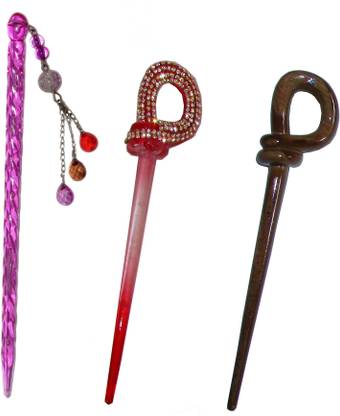 Manolima Metallic Combo of Multi Color Juda Sticks Bun Stick
