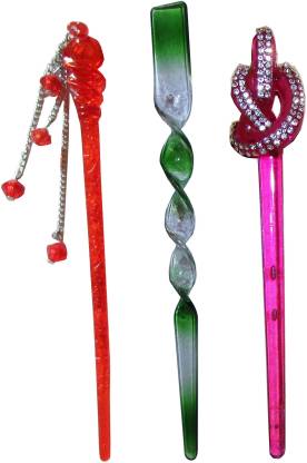 Sanjog Princess Combo of Multi Color Juda Sticks Bun Stick
