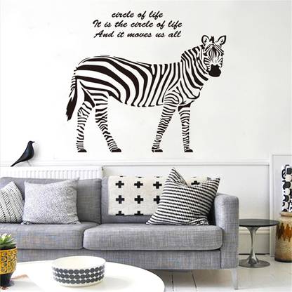 Ampire 130 cm Wall Stickers Monochrome Zebra With Quote Home Decor Self Adhesive Sticker