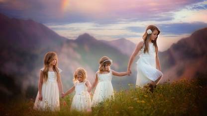Mntc Poster Of Cute Baby Four Angels (31 Cms X46 Cms X 31 Cms, Red) Paper Print