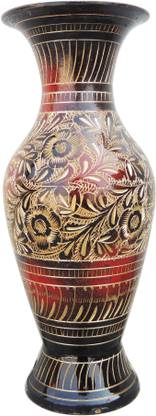Brass Gift Center Brass Flower Vase Pot with Handwork Brass Vase