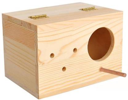Sage Square 9 Inches Jumbo Size Natural Wood Mountable Nest Cum Breeding Box Bird House