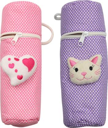 FIRST TREND High Quality Dot print Cotton Bottle Cover zipper pack of 2
