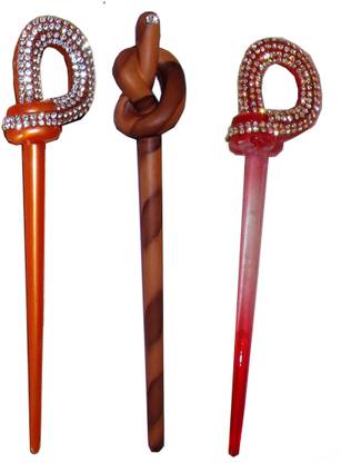 Manolima Metallic Combo of Multi Color Juda Sticks Bun Stick