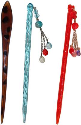 The Ethnic Wears Combo of Multi Color Juda Sticks Bun Stick
