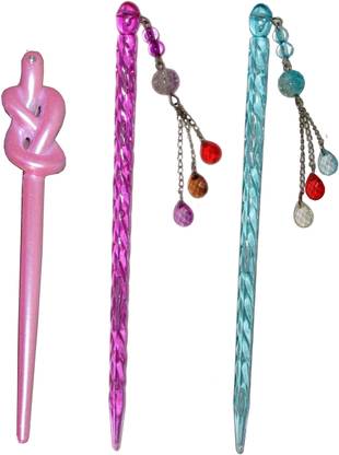 The Ethnic Wears Combo of Multi Color Juda Sticks Bun Stick