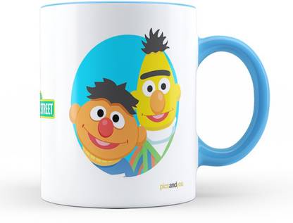 Pics And You Blue Coloured Cartoon Themed 548 Sesame Street Ernie And Bert (Ceramic, 11oz, High Quality Glossy Print) - WMB11CT548 Ceramic Coffee Mug