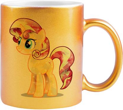 SNOBY Shiny Pony Crystal Gold Printed Coffee Ceramic Coffee Mug