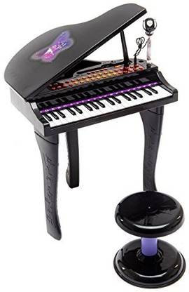 Costzon 37 Keys Kids Piano Electronic Keyboard Set W/ Microphone And Stool, Black